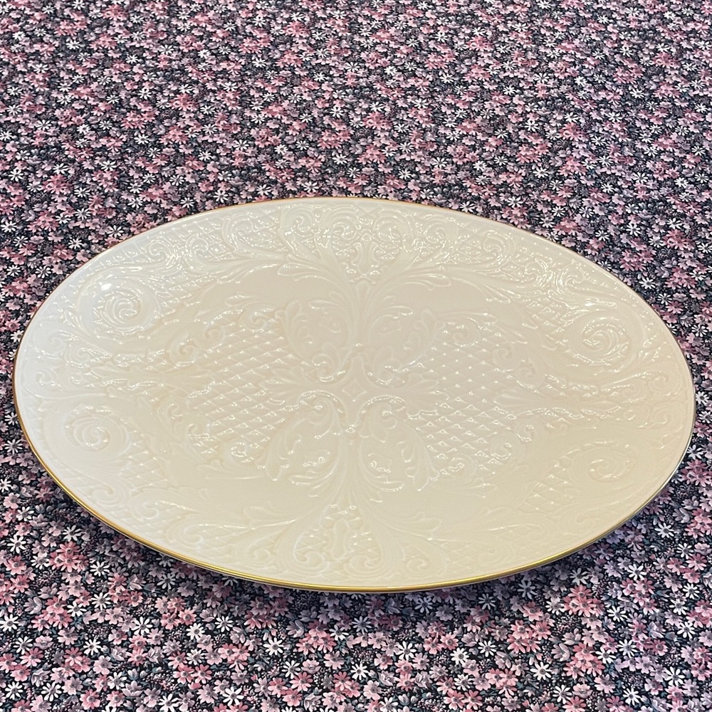Lenox Elegant Cream Embossed Oval Platter